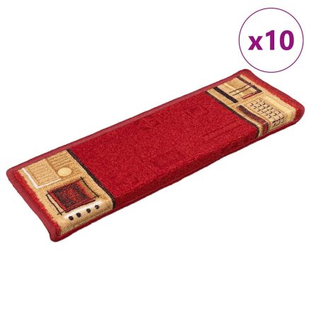 vidaXL 10 db piros öntapadó lépcsőszőnyeg 65x21x4 cm