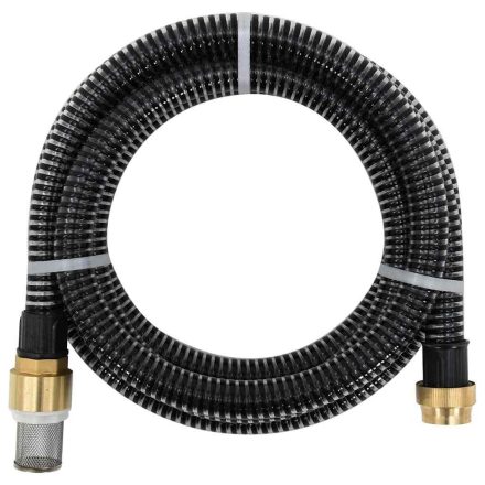 vidaXL fekete PVC szívótömlő sárgaréz csatlakozókkal 1,1" 5 m