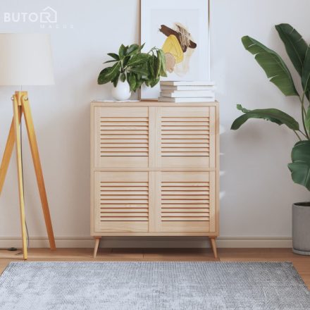 vidaXL 4 db tömör fenyőfa lamellás szekrényajtó 39,5 x 39,4 cm