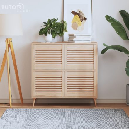 vidaXL 4 db tömör fenyőfa lamellás szekrényajtó 39,5 x 49,4 cm