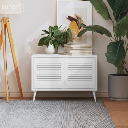 vidaXL 2 db fehér tömör fenyőfa lamellás szekrényajtó 39,5 x 39,4 cm