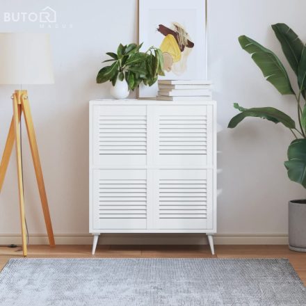 vidaXL 4 db fehér tömör fenyőfa lamellás szekrényajtó 39,5 x 39,4 cm