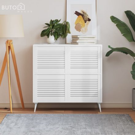 vidaXL 4 db fehér tömör fenyőfa lamellás szekrényajtó 39,5 x 49,4 cm