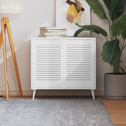 vidaXL 2 db fehér tömör fenyőfa lamellás szekrényajtó 61,5 x 39,4 cm