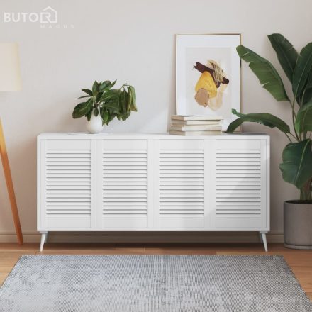 vidaXL 4 db fehér tömör fenyőfa lamellás szekrényajtó 61,5 x 39,4 cm