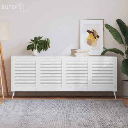 vidaXL 4 db fehér tömör fenyőfa lamellás szekrényajtó 61,5 x 49,4 cm