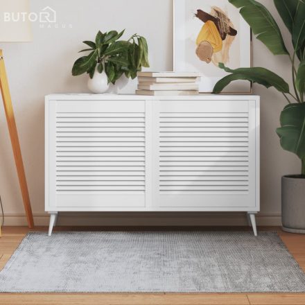 vidaXL 2 db fehér tömör fenyőfa lamellás szekrényajtó 61,5 x 59,4 cm