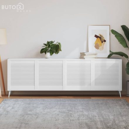vidaXL 4 db fehér tömör fenyőfa lamellás szekrényajtó 61,5 x 59,4 cm