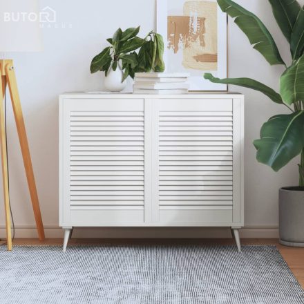 vidaXL 2 db fehér tömör fenyőfa lamellás szekrényajtó 69 x 49,4 cm