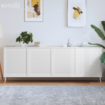 vidaXL 4 db fehér tömör fenyőfa lamellás szekrényajtó 69 x 59,4 cm