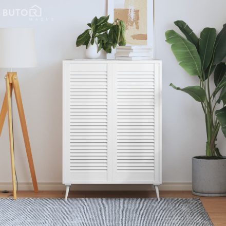 vidaXL 2 db fehér tömör fenyőfa lamellás szekrényajtó 99,3 x 39,4 cm