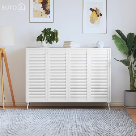 vidaXL 4 db fehér tömör fenyőfa lamellás szekrényajtó 99,3 x 39,4 cm