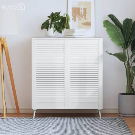 vidaXL 2 db fehér tömör fenyőfa lamellás szekrényajtó 99,3 x 49,4 cm