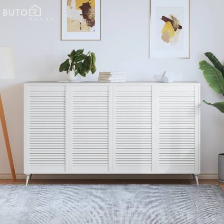 vidaXL 4 db fehér tömör fenyőfa lamellás szekrényajtó 99,3 x 49,4 cm
