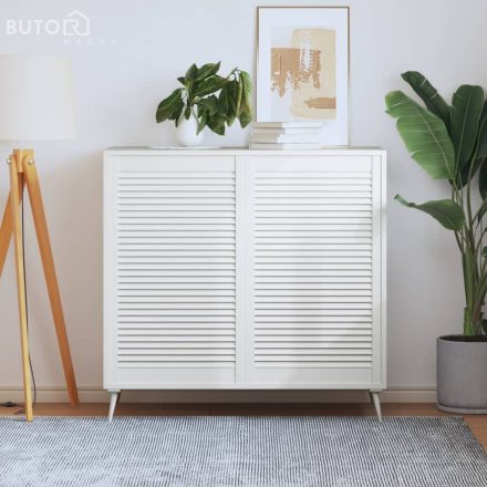 vidaXL 2 db fehér tömör fenyőfa lamellás szekrényajtó 99,3 x 59,4 cm