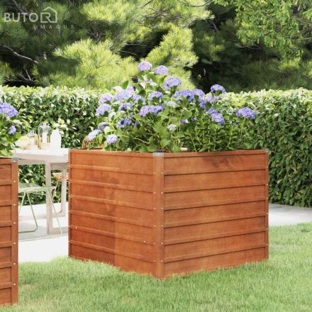 vidaXL rozsda színű corten acél kerti magaságyás 100 x 100 x 77 cm