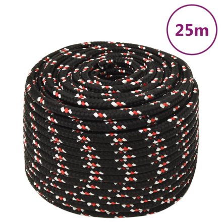 vidaXL fekete polipropilén hajókötél 12 mm 25 m