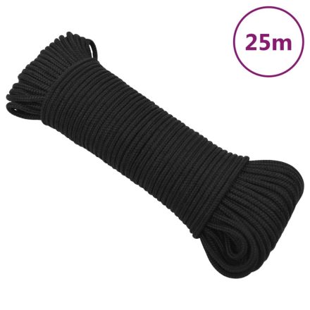 vidaXL teljesen fekete polipropilén hajókötél 3 mm 25 m