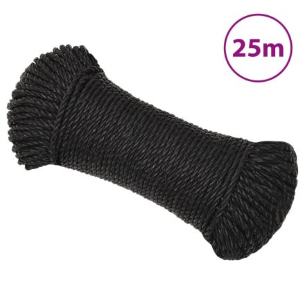 vidaXL fekete polipropilén munkakötél 3 mm 25 m