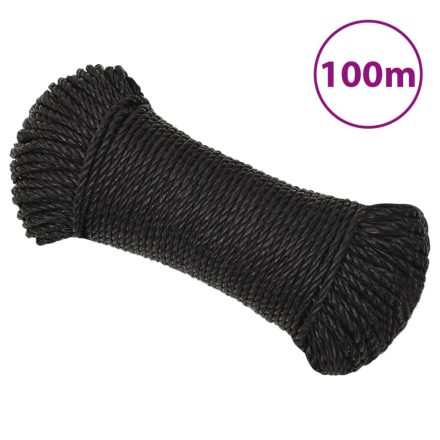 vidaXL fekete polipropilén munkakötél 3 mm 100 m