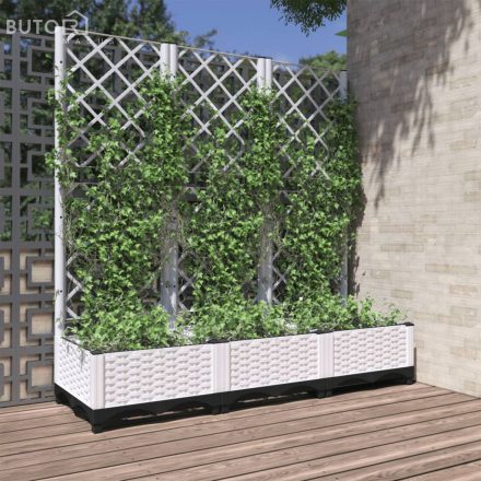 vidaXL fehér polipropilén rácsos kerti ültetőláda 120 x 40 x 121,5 cm