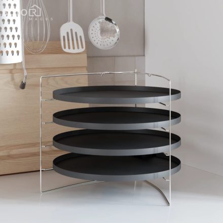 vidaXL 4 db pizza serpenyő acél állvánnyal Ø 28 cm