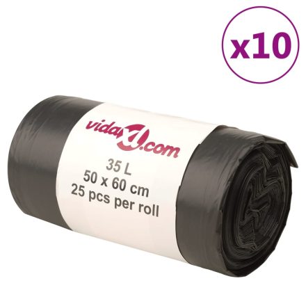 vidaXL szemeteszsákok 250 db Fekete 35 L