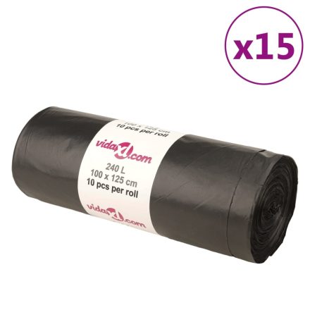 vidaXL szemeteszsákok 150 db Fekete 240 L