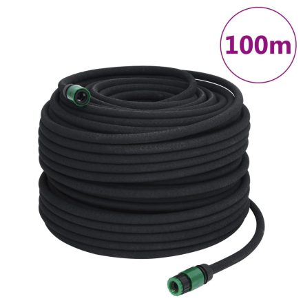 vidaXL fekete gumi kerti esőztető tömlő 0,6" 100 m