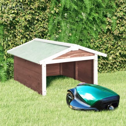 vidaXL mokka és fehér színű fenyőfa robotfűnyíró-tároló 72x87x50 cm