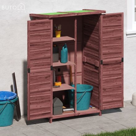 vidaXL mokka színű tömör fenyőfa kerti szerszámtároló 83 x 57 x 140 cm