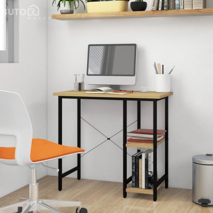 vidaXL fekete-tölgyszínű MDF és fém számítógépasztal 80 x 40 x 72 cm