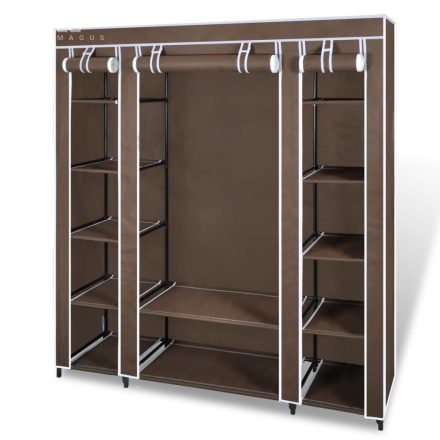vidaXL barna szövet ruhásszekrény tárolórekeszekkel 45x150x176 cm  