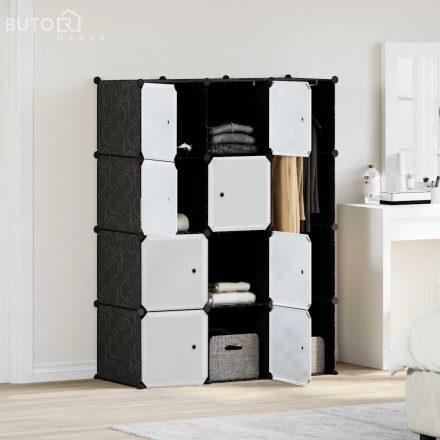vidaXL fekete/fehér szekrény 9 tárolórekesszel 109x36,5x143 cm 