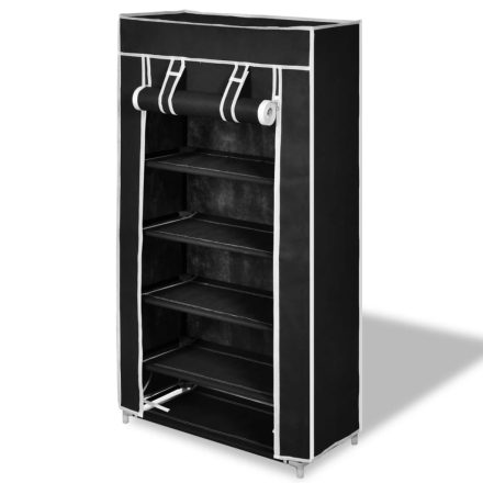 vidaXL Fekete szövet cipőszekrény borítóval 58 x 28 x 106 cm