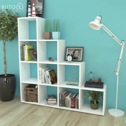 vidaXL fehér lépcsős könyvespolc/vitrines polc 142 cm