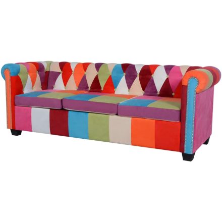 vidaXL 3 személyes szövet Chesterfield kanapé