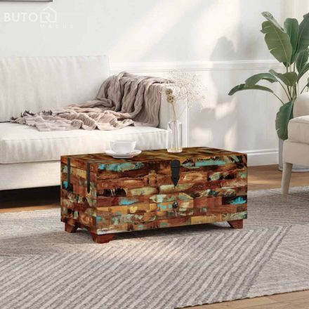 vidaXL ládika dohányzóasztal tömör újrahasznosított fa 80x40x35 cm