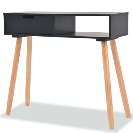 vidaXL fekete, tömör fenyőfa tálalóasztal 80 x 30 x 72 cm