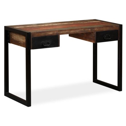 vidaXL tömör újrahasznosított fa íróasztal 2 fiókkal 120 x 50 x 76 cm