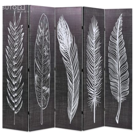 vidaXL fekete-fehér toll mintás paraván 200 x 170 cm