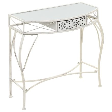    vidaXL francia stílusú fehér fém kisasztal 82 x 39 x 76 cm