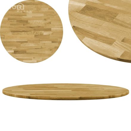 vidaXL kerek tömör tölgyfa asztallap 23 mm 700 mm 