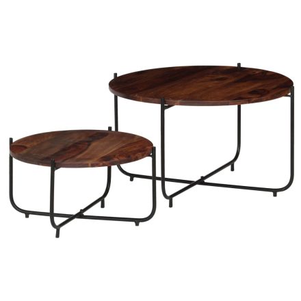 vidaXL 2 db tömör akácfából dohányzóasztal 60 x 35 cm