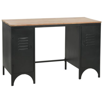 vidaXL tömör fenyőfa és acél kétszekrényes íróasztal 100 x 50 x 76 cm