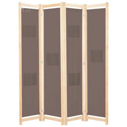 vidaXL barna 4-paneles szövetparaván 160 x 170 x 4 cm