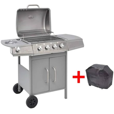 vidaXL ezüst gáz grillsütő 4+1 főzőfelülettel