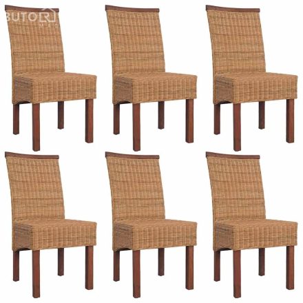 vidaXL 6 db barna természetes rattan étkezőszék