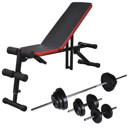 vidaXL állítható edzőpad egykezes és kétkezes súlyzókészlettel 30,5 kg