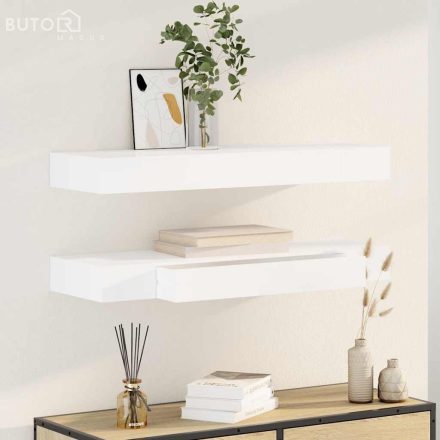 vidaXL 2 db fehér lebegő fali polc fiókkal 80 cm